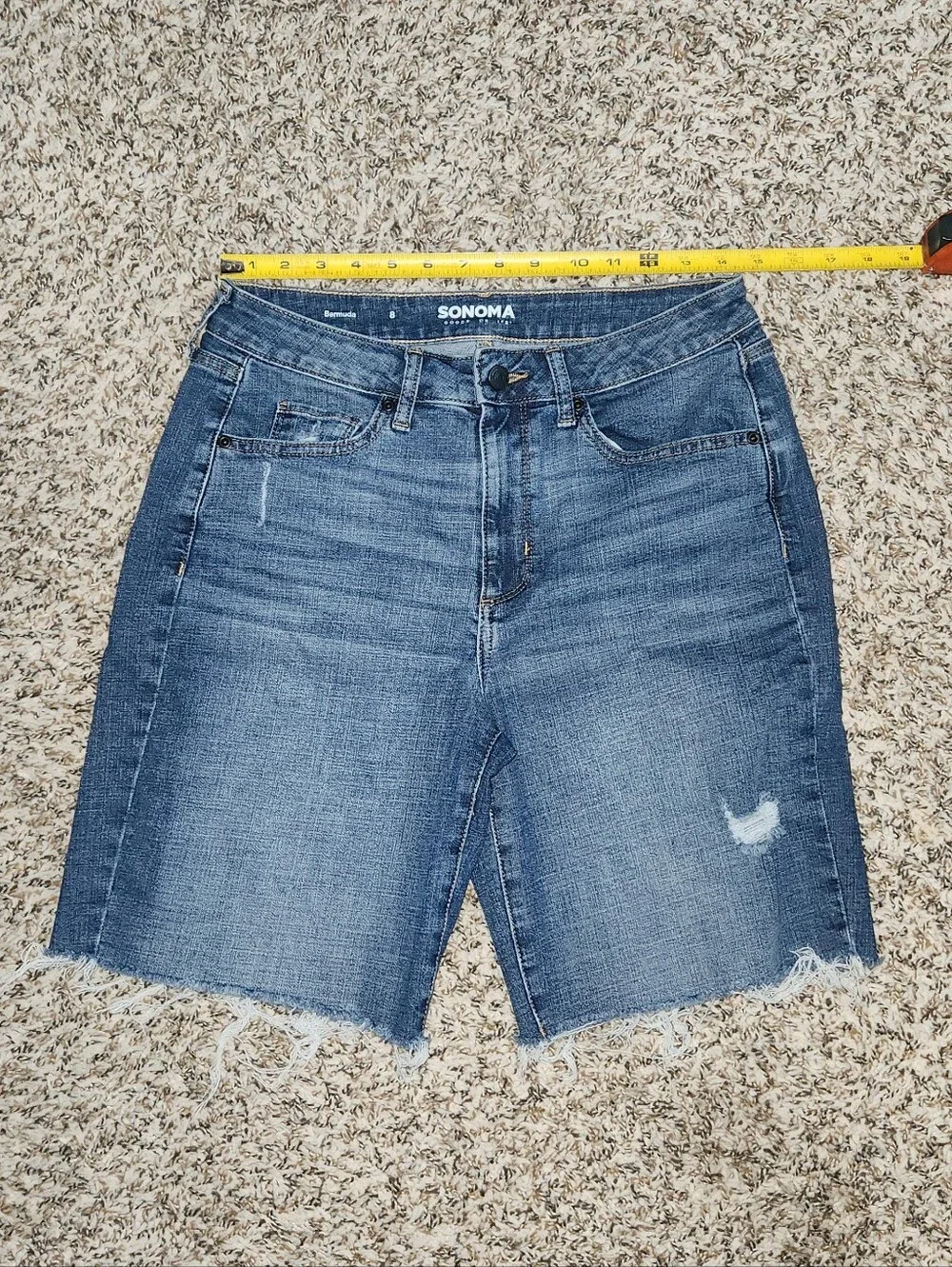 Sonoma Women’s Denim Bermuda Shorts – Size 8 – Frayed Hem